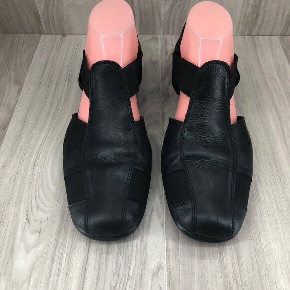 Aerosoles Sandals Womens 10 Black Leather Slip On Close Toe Shoes - Picture 6 of 11